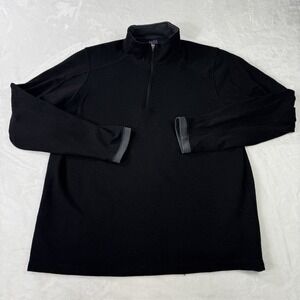 Ibex 100% Wool Half Zip Pullover Sweater‎ Men's Large Black Made In USA *read*